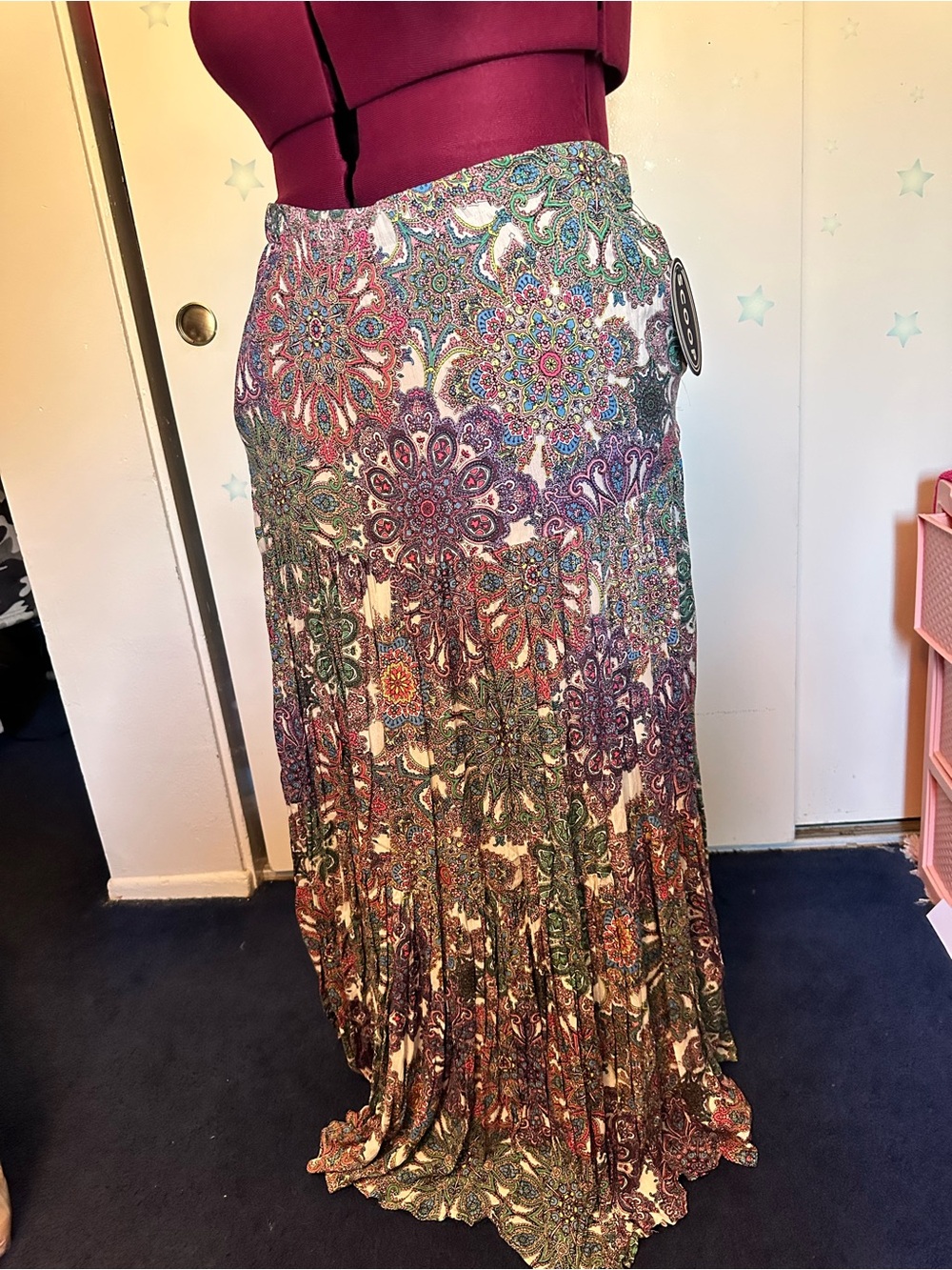 Paisley Print Maxi Skirt in Multi Colors